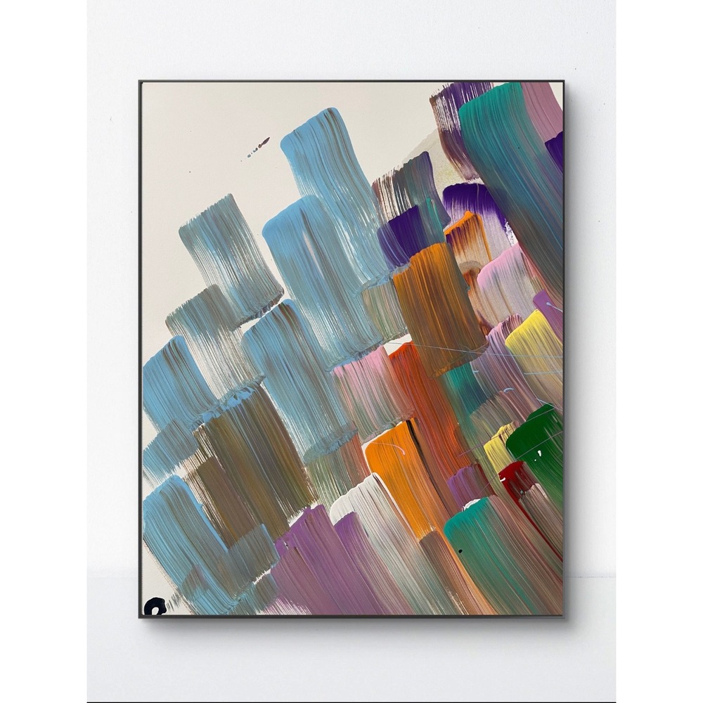 OMAN Original Impasto Abstract Painting 11x14 Paper Colorful Modern Wall Art